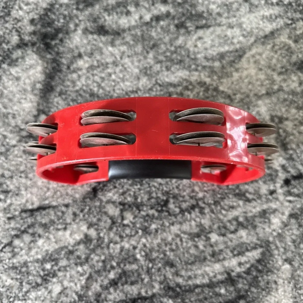 Rhythm-Tech Red Half Moon Tambourine –‎ Double Row Brass Jingles – Used